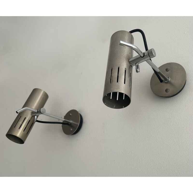 Vintage A5 adjustable wall lamps in chromed and matt metal by Alain Richard for Disderot, 1960