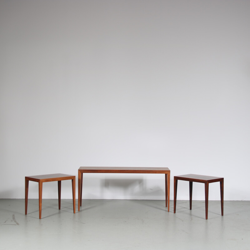 Vintage hardwood nesting tables by Severin Hansen for Haslev, Denmark 1960