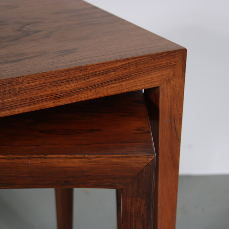 Vintage hardwood nesting tables by Severin Hansen for Haslev, Denmark 1960