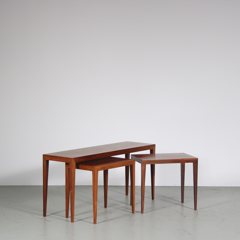 Vintage hardwood nesting tables by Severin Hansen for Haslev, Denmark 1960