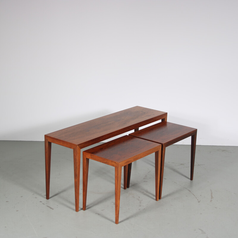 Vintage hardwood nesting tables by Severin Hansen for Haslev, Denmark 1960