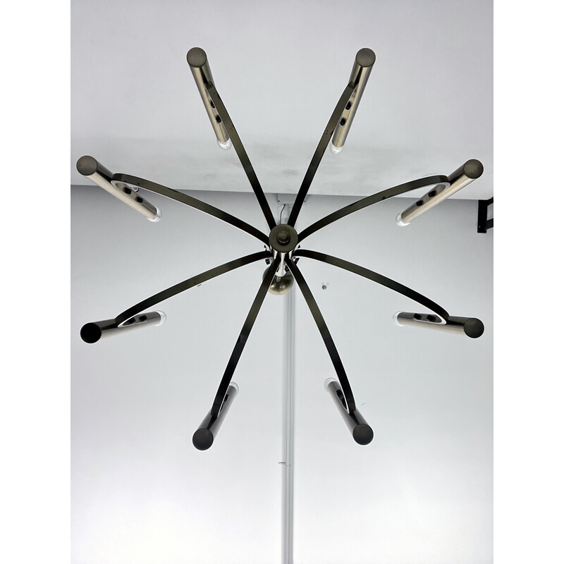 Vintage 8-light brass chandelier for Sciolari, Italy 1970