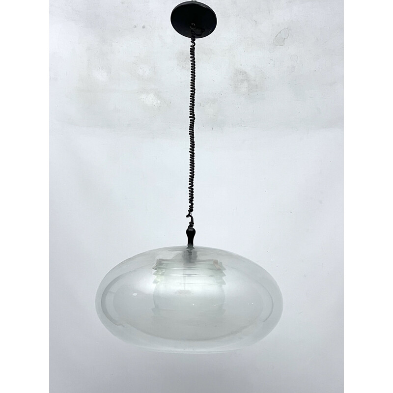 Vintage pendant lamp model 2119 in Murano glass and metal by Gino Sarfatti for Arteluce, Italy 1961