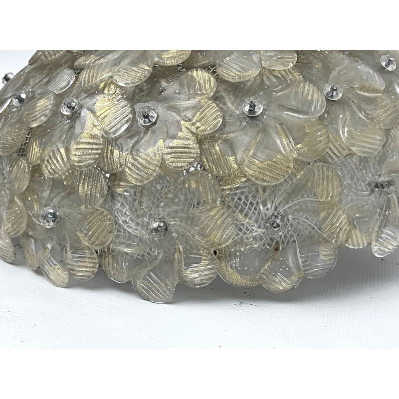 Vintage Murano glass flower ceiling lamp for Seguso, Italy 1940