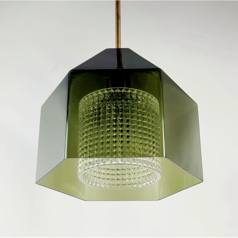 Vintage glass pendant lamp by Carl Fagerlund for Orrefors, Sweden 1960