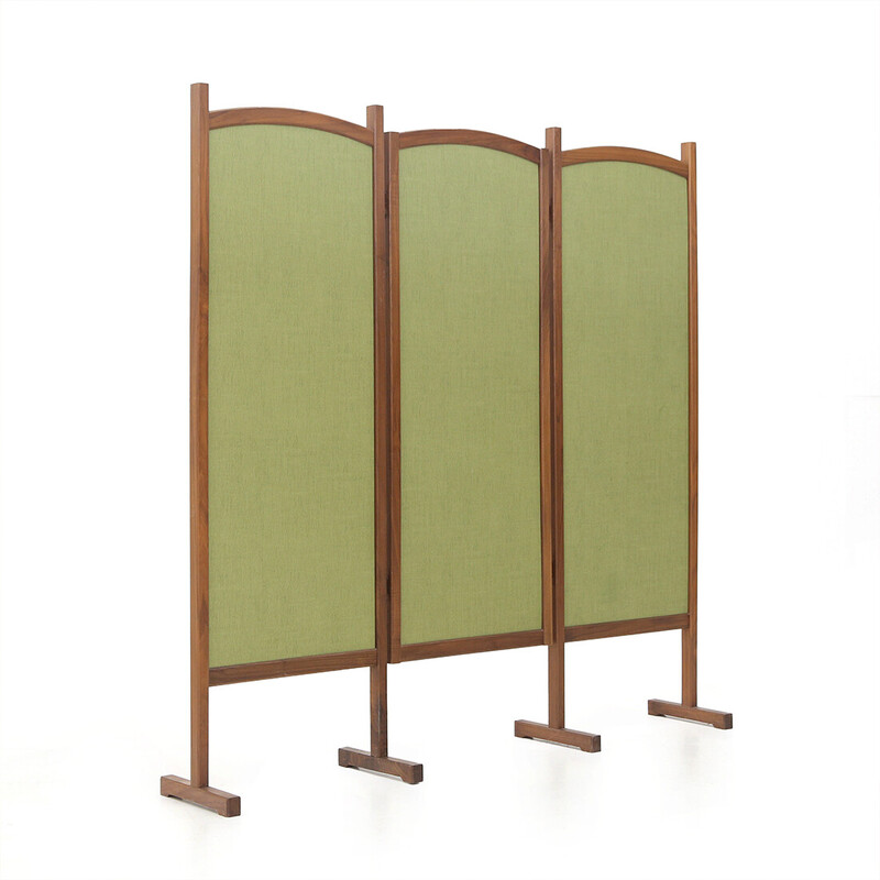 Vintage screen in solid wood and fabric, 1960