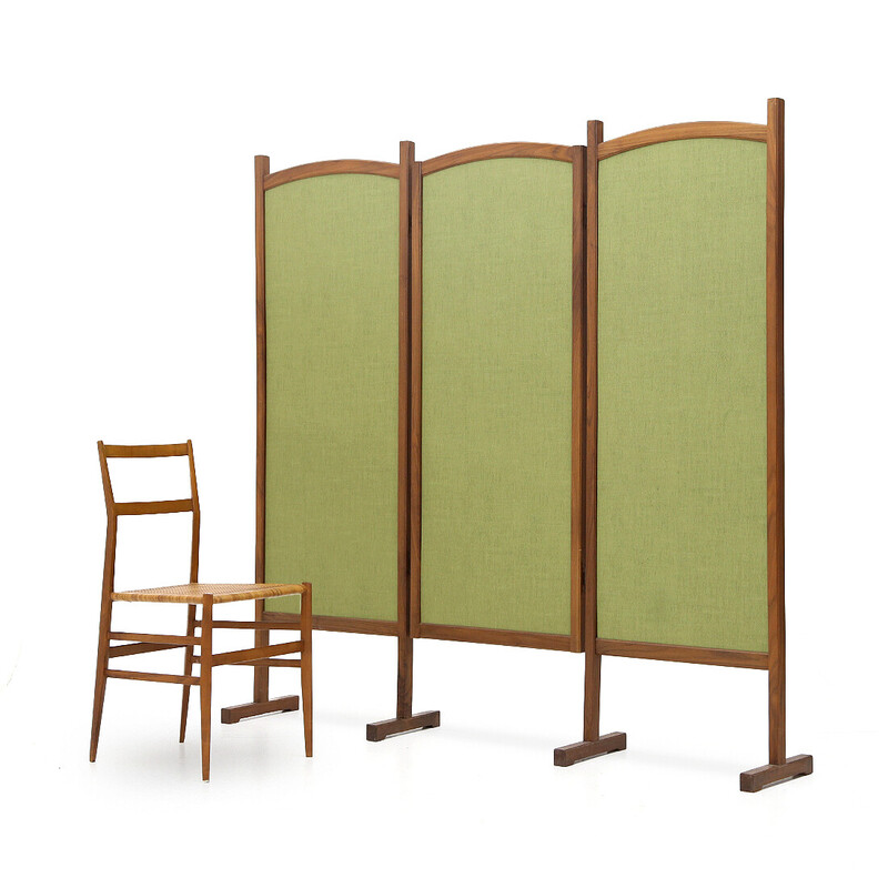 Vintage screen in solid wood and fabric, 1960