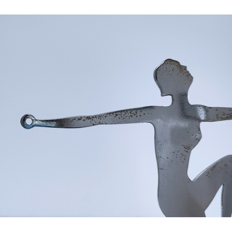 Vintage chrome-plated metal jewelry display with female figure, 1960