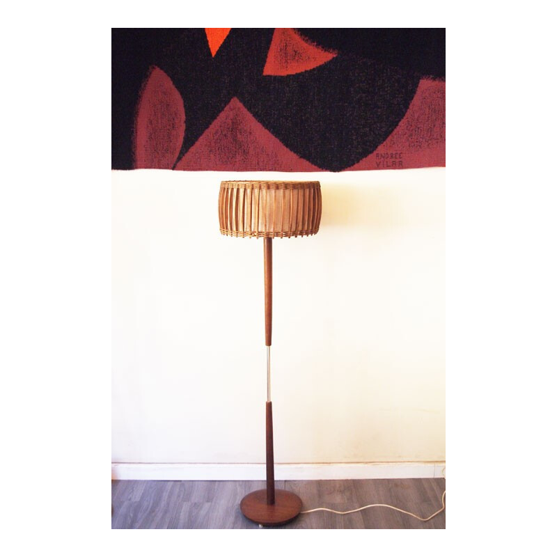 Vintage scandinavian teak floor lamp - 1960 