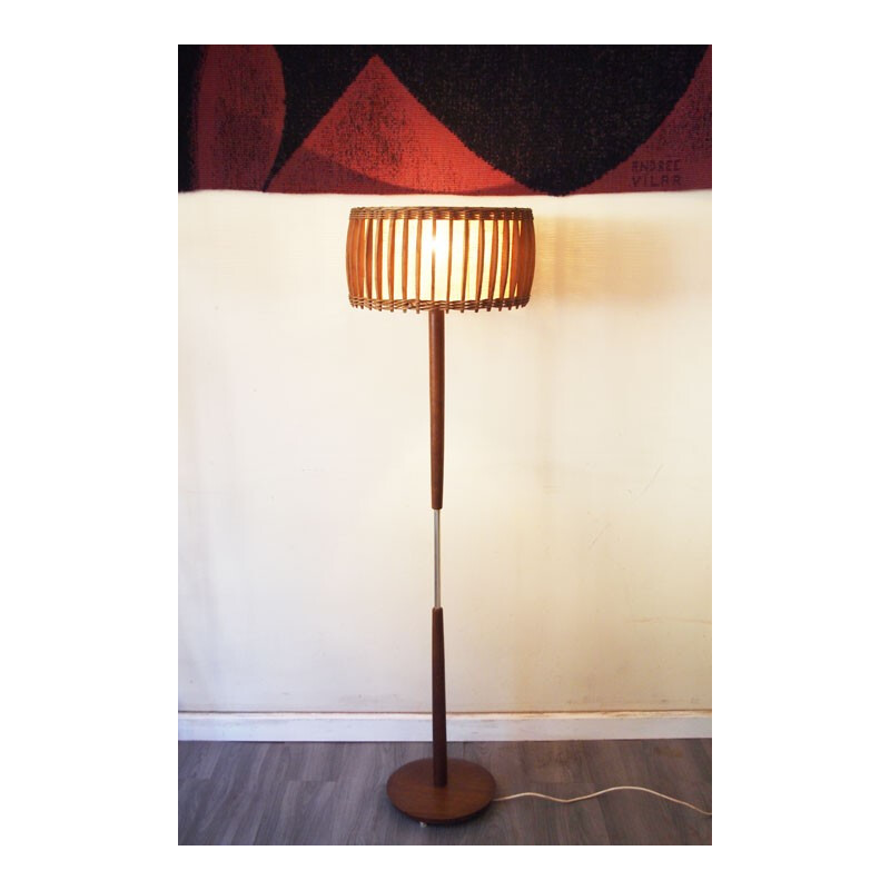 Vintage scandinavian teak floor lamp - 1960 