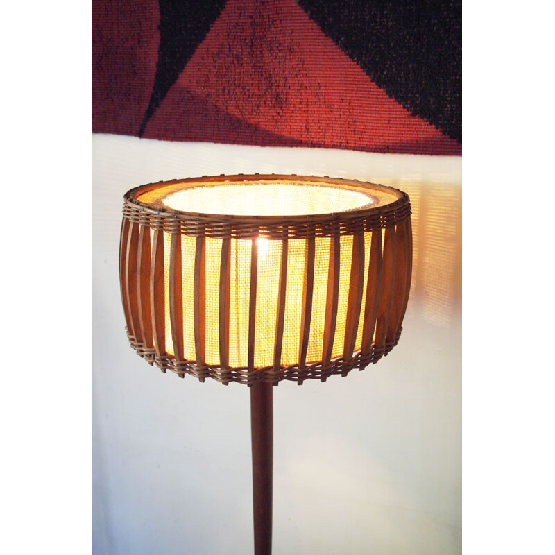 Vintage scandinavian teak floor lamp - 1960 