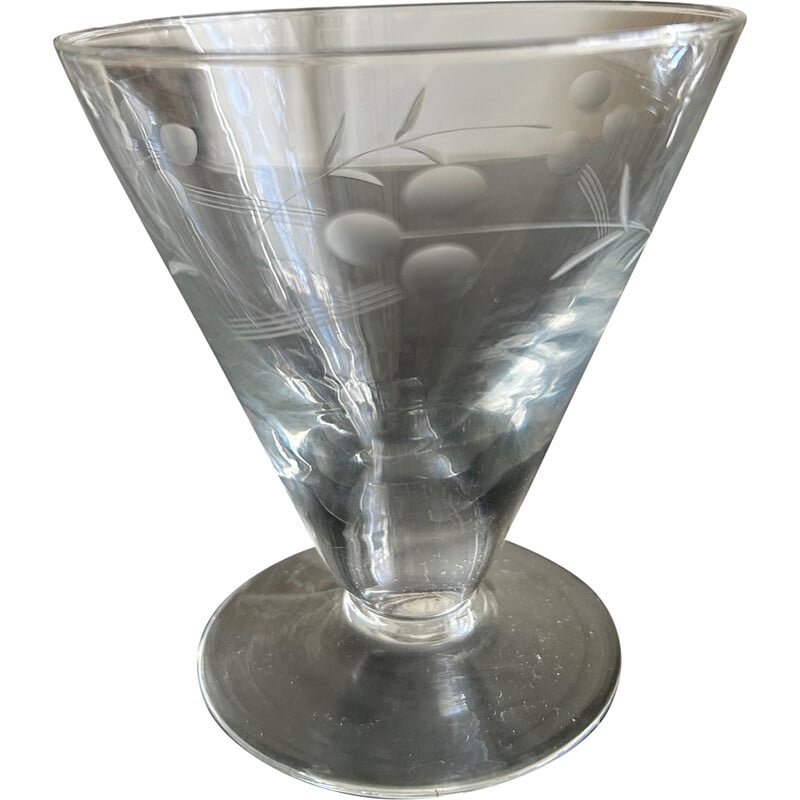 Mid Century Cocktail Set Floral Etched Cocktail Shaker, Martini
