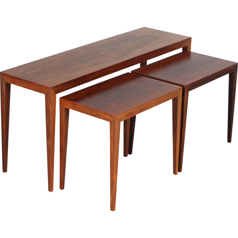 Vintage hardwood nesting tables by Severin Hansen for Haslev, Denmark 1960