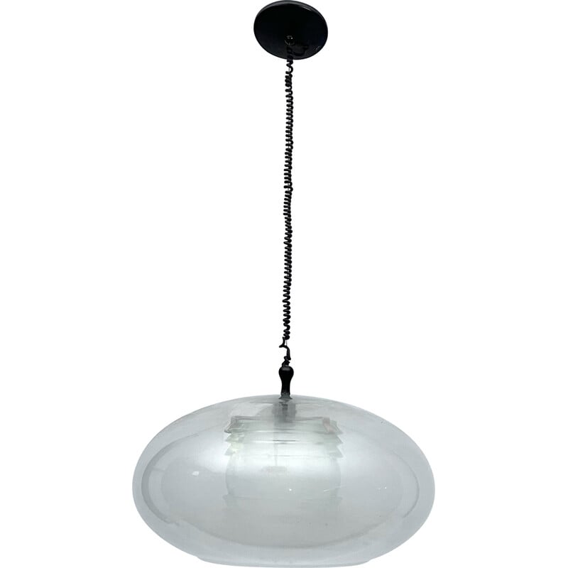 Vintage pendant lamp model 2119 in Murano glass and metal by Gino Sarfatti for Arteluce, Italy 1961