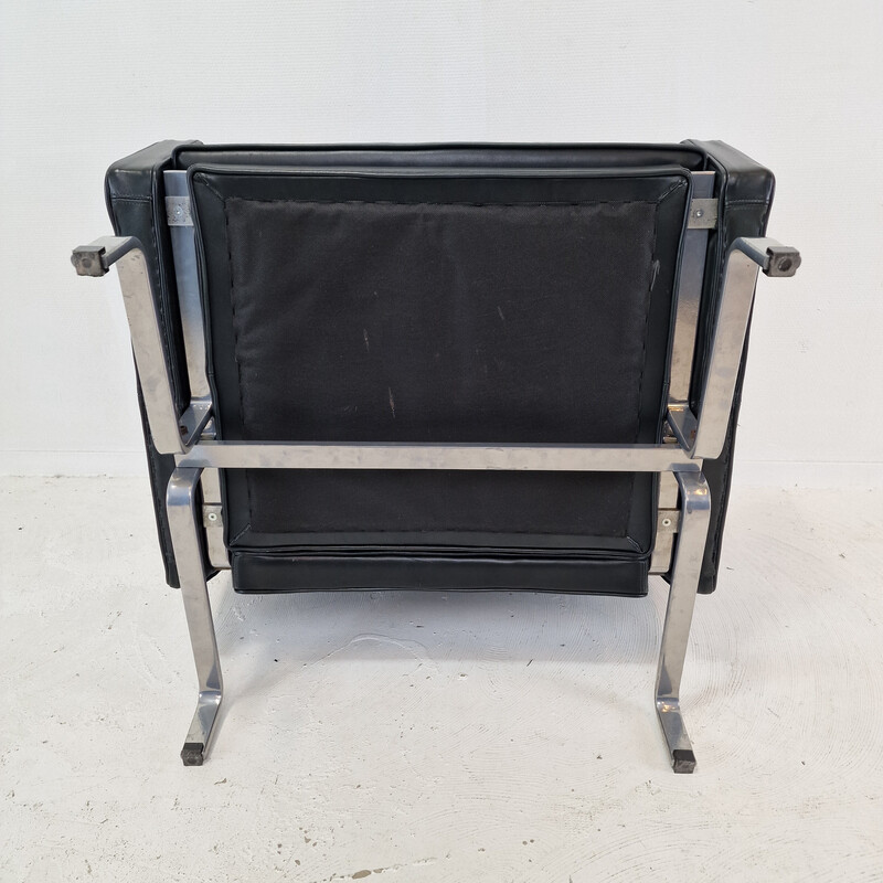 Vintage PK-31 armchair in metal and leather by Poul Kjærholm for E. Kold Christensen, Denmark 1950