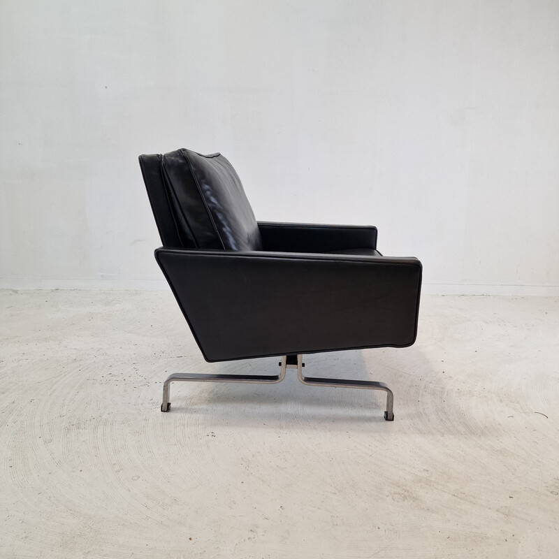 Fauteuil vintage PK-31 en métal et cuir par Poul Kjærholm pour E. Kold Christensen, Danemark 1950