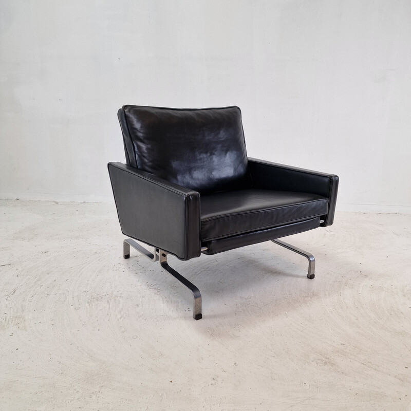 Vintage PK-31 armchair in metal and leather by Poul Kjærholm for E. Kold Christensen, Denmark 1950