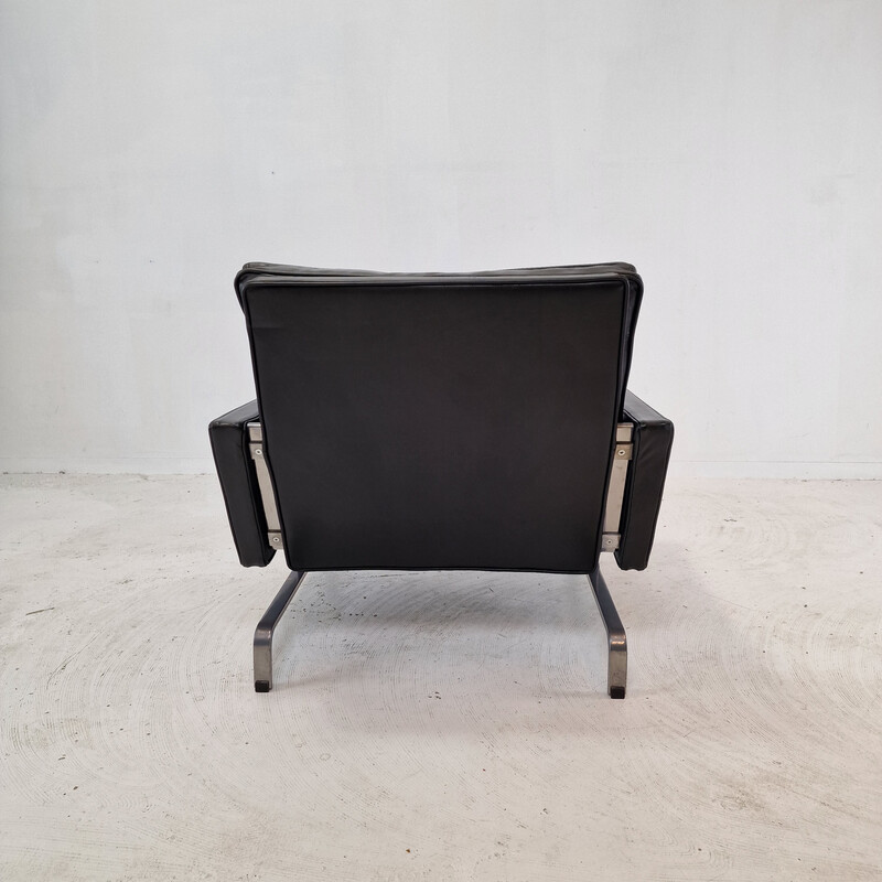 Vintage PK-31 Sessel aus Metall und Leder von Poul Kjærholm für E. Kold Christensen, Dänemark 1950