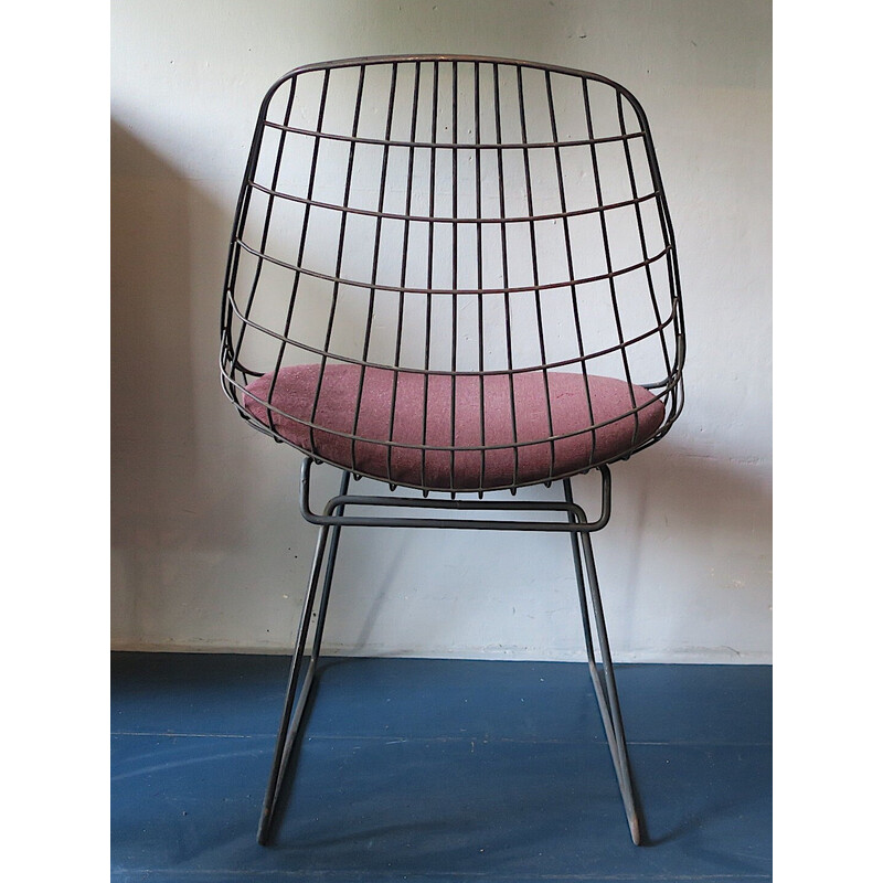 Vintage SM05 metal side chair by Cees Braakman for Pastoe, 1950