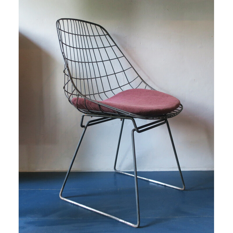 Vintage SM05 metal side chair by Cees Braakman for Pastoe, 1950