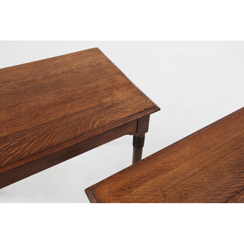 Vintage Art Deco rectangular wooden bistro tables, France 1930