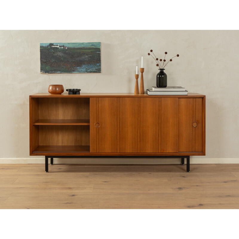 Buffet vintage en placage de noyer et acier pour Lothar Wegner, Allemagne 1960