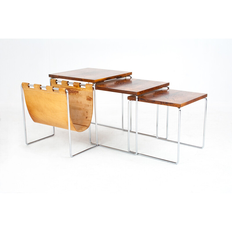 Vintage dutch rosewood nesting tables - 1960s