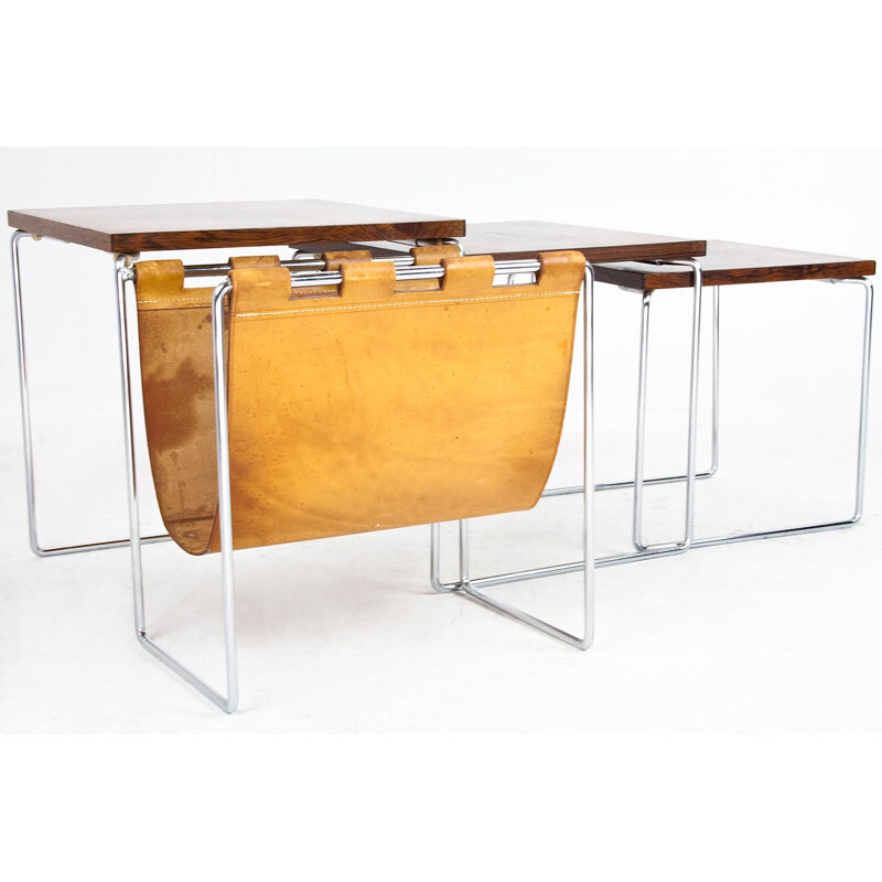 Vintage dutch rosewood nesting tables - 1960s