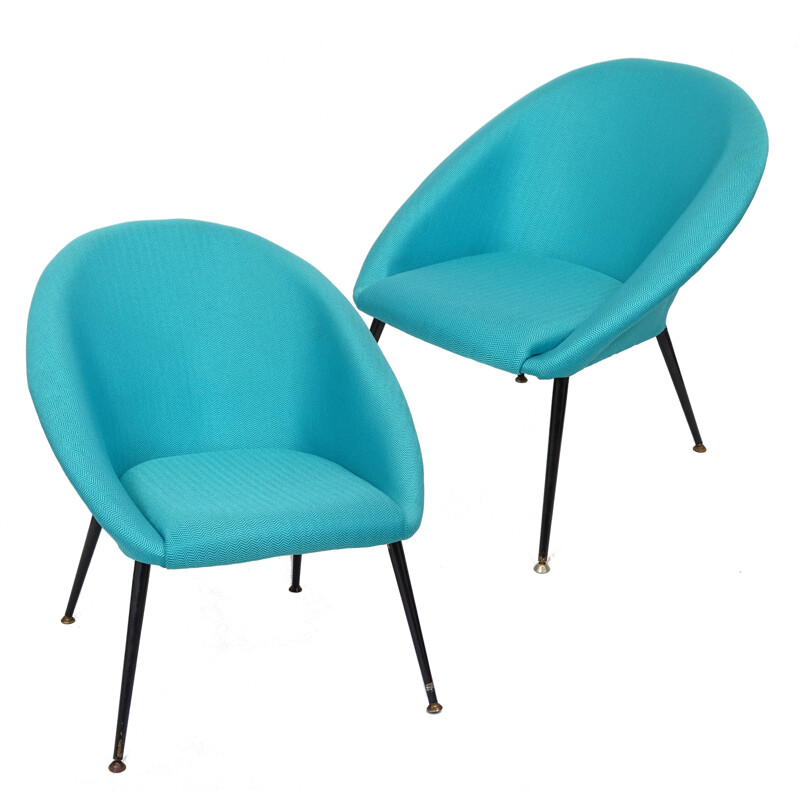 Pair of vintage metal armchairs Eva Club, Poland 1960