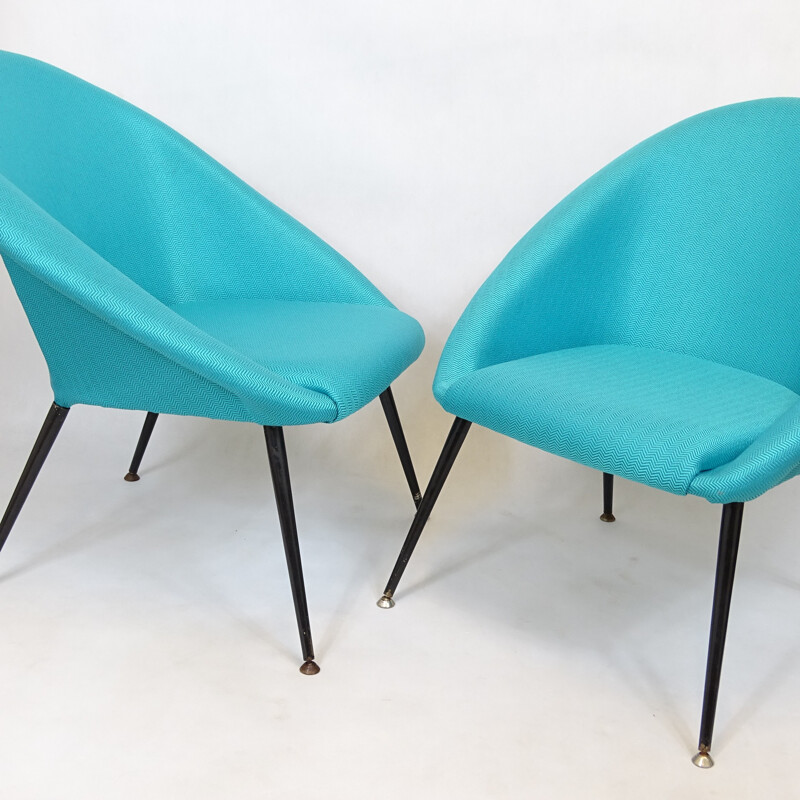 Pair of vintage metal armchairs Eva Club, Poland 1960