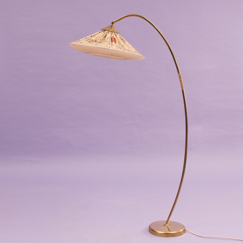 Floor lamp with fabric shade - 1950s