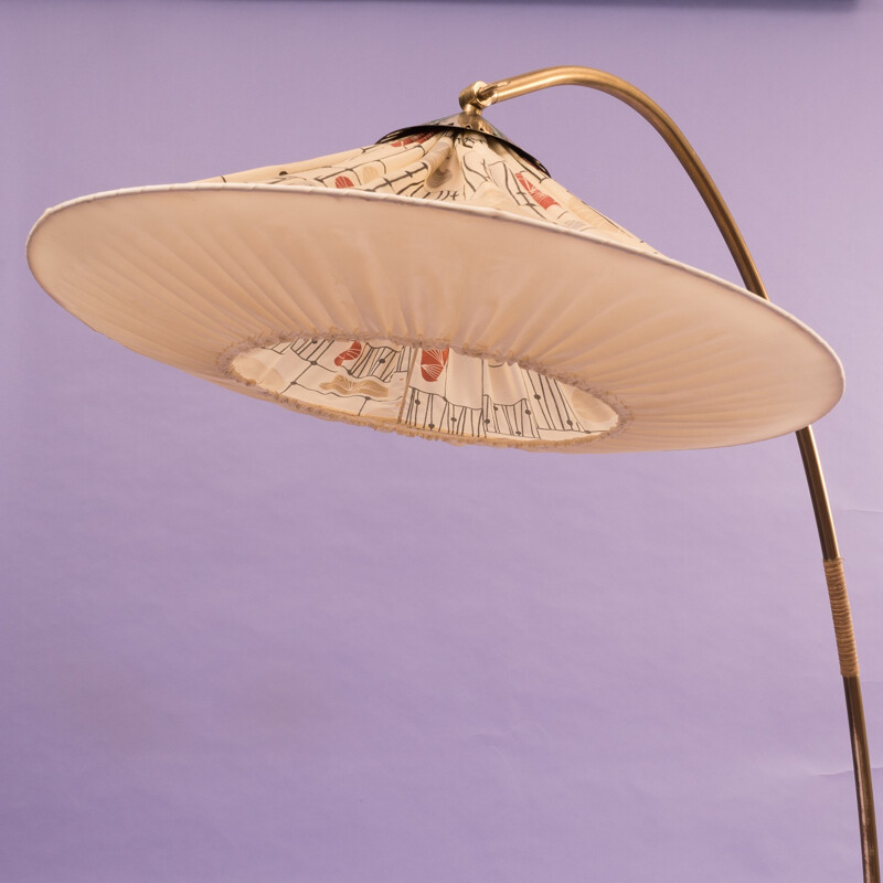 Floor lamp with fabric shade - 1950s