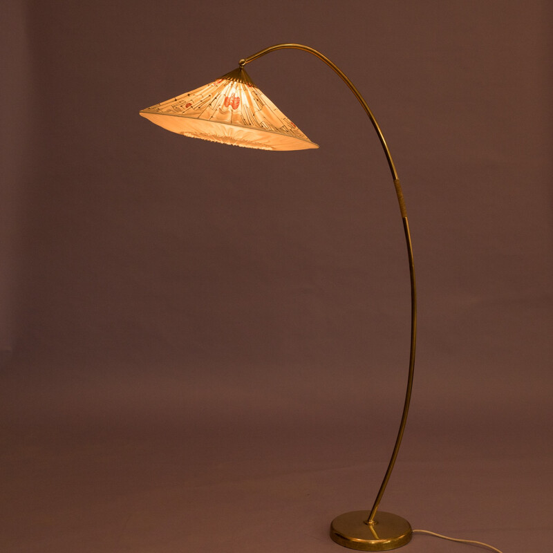 Floor lamp with fabric shade - 1950s