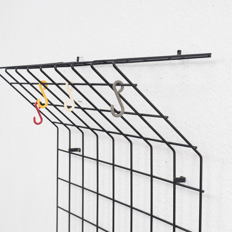 String coat rack with plastic hooks - 1960s