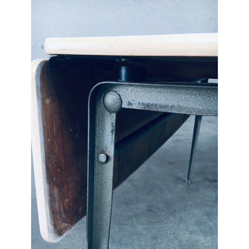 Vintage industrial metal desk by Wim Rietveld and Friso Kramer for Ahrend De Cirkel, Netherlands 1950