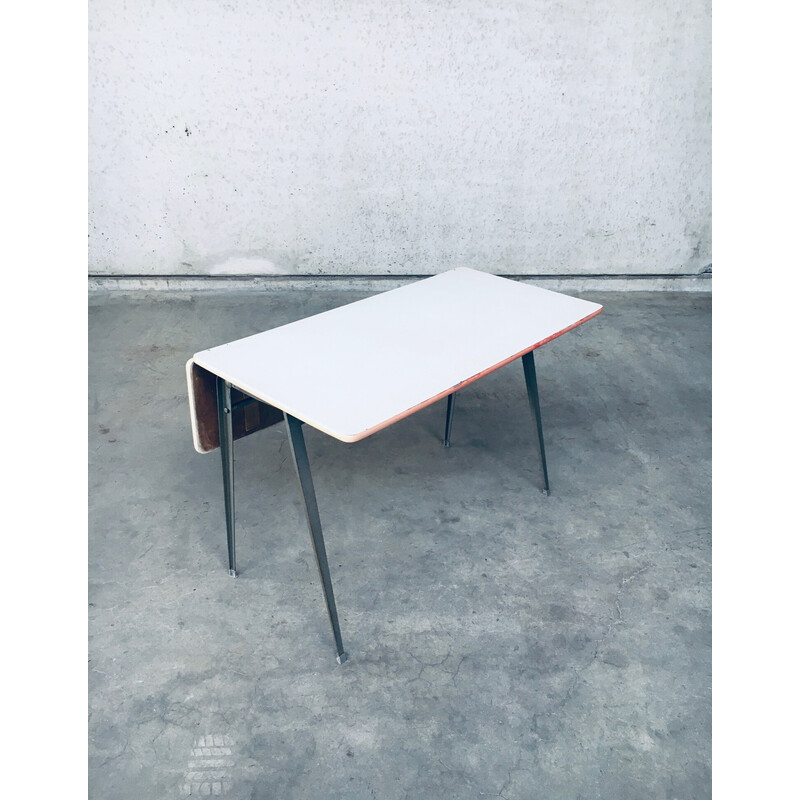 Vintage industrial metal desk by Wim Rietveld and Friso Kramer for Ahrend De Cirkel, Netherlands 1950