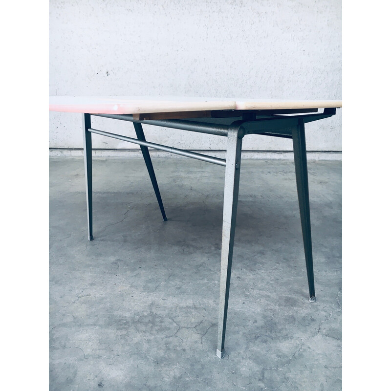 Vintage industrial metal desk by Wim Rietveld and Friso Kramer for Ahrend De Cirkel, Netherlands 1950