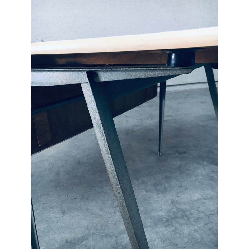 Vintage industrial metal desk by Wim Rietveld and Friso Kramer for Ahrend De Cirkel, Netherlands 1950