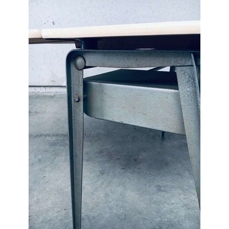 Vintage industrial metal and formica desk by Wim Rietveld for Ahrend De Cirkel, Netherlands 1950