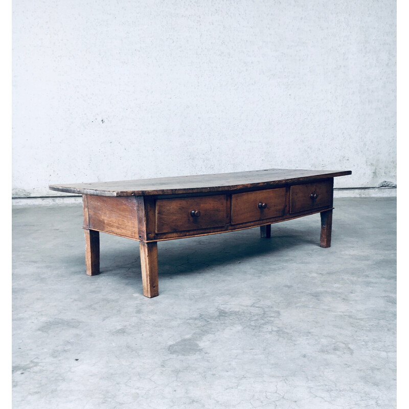 Vintage Popular Art coffee table in solid wood, Spain