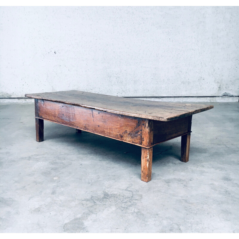 Vintage Popular Art coffee table in solid wood, Spain
