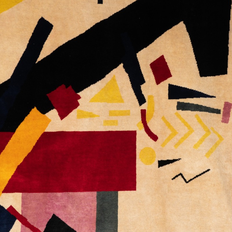 Vintage “Suprematist Composition 2” rug in Merino wool by Kasimir Malevitch, 1915