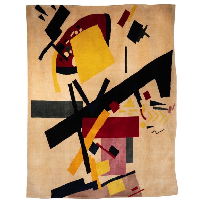 Vintage “Suprematist Composition 2” rug in Merino wool by Kasimir Malevitch, 1915