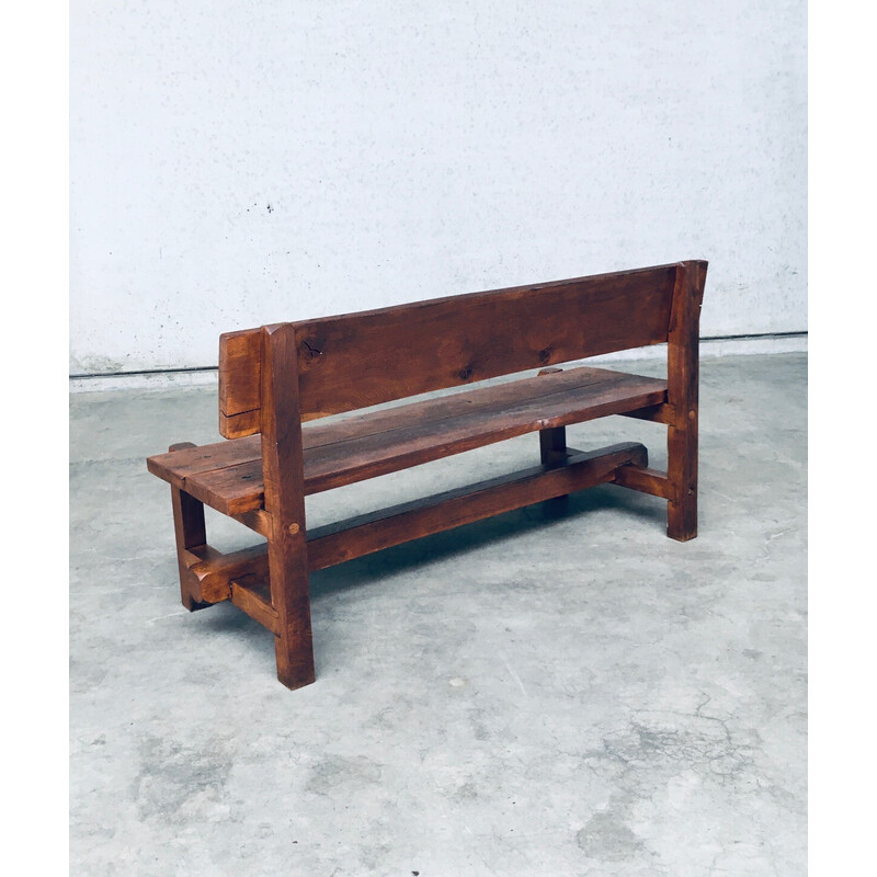 Vintage solid oak bench, Belgium 1960