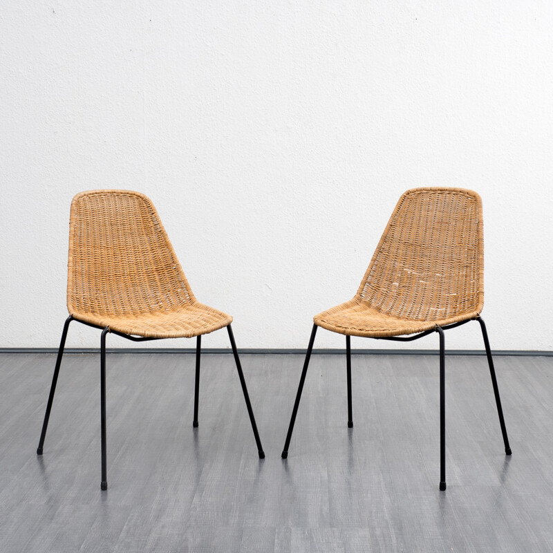 Midcentury chair with basketwork seat - 1960s