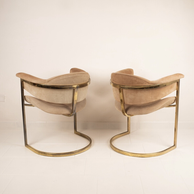 Fauteuils vintage en daim beige par Vittorio Introini pour Mario Sabot, 1970