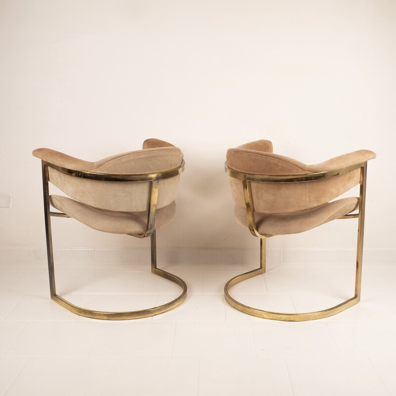 Vintage beige suede armchairs by Vittorio Introini for Mario Sabot, 1970