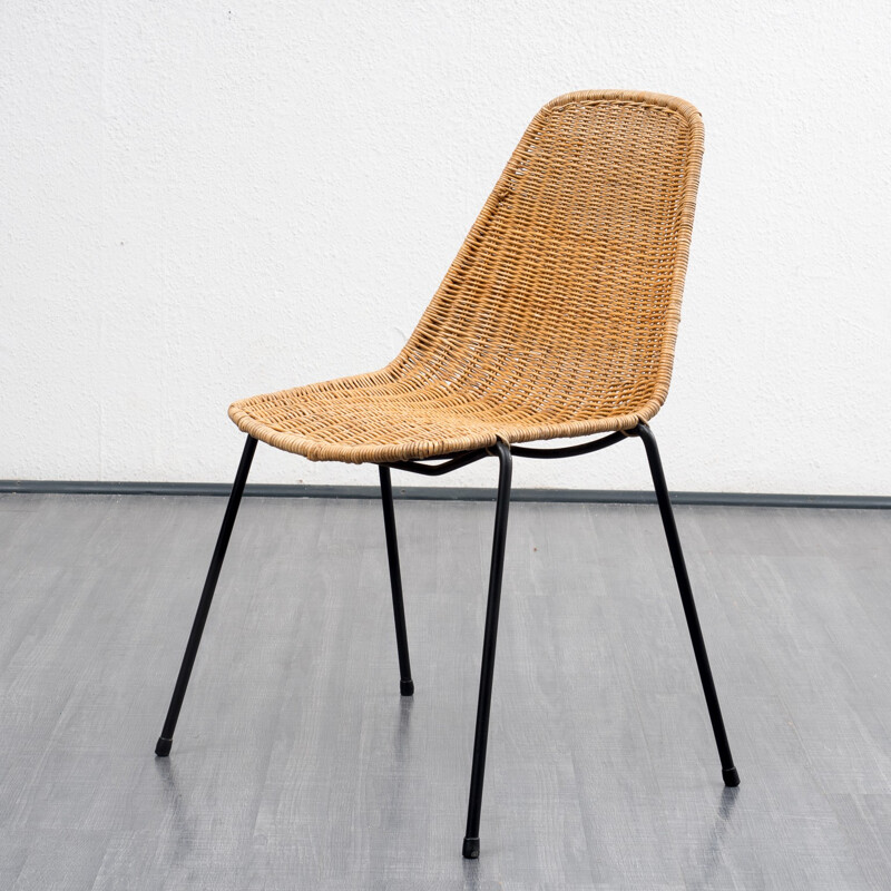 Midcentury chair with basketwork seat - 1960s