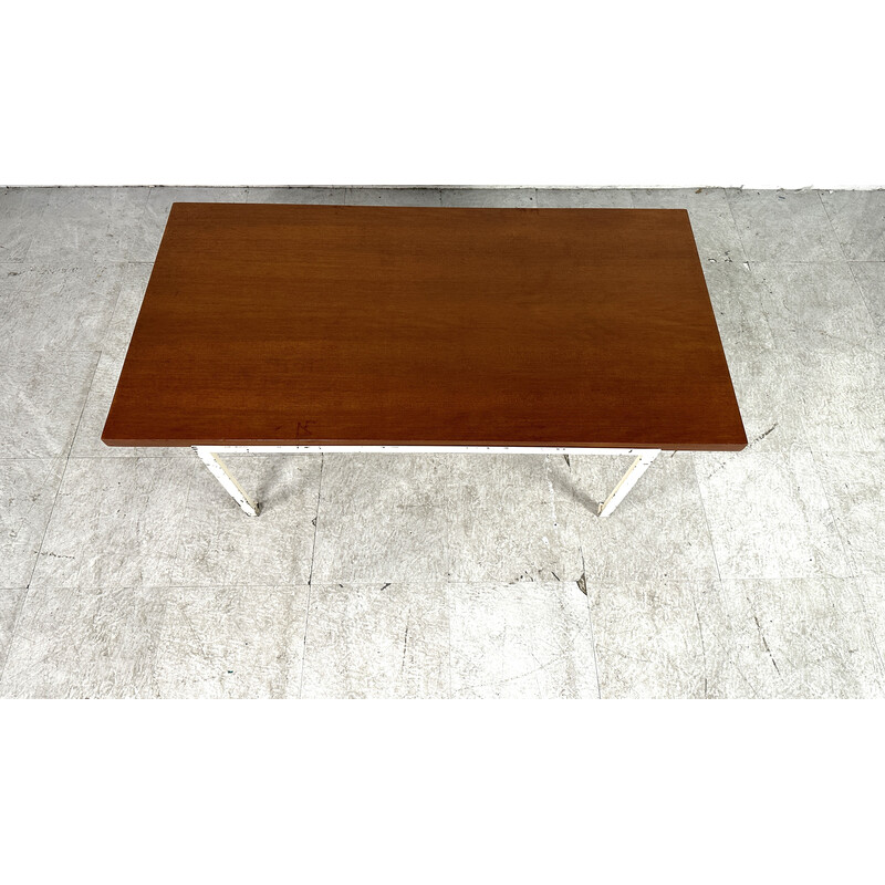 Vintage Model T coffee table in lacquered metal and oak by Florence Knoll for Knoll International, Belgium 1960
