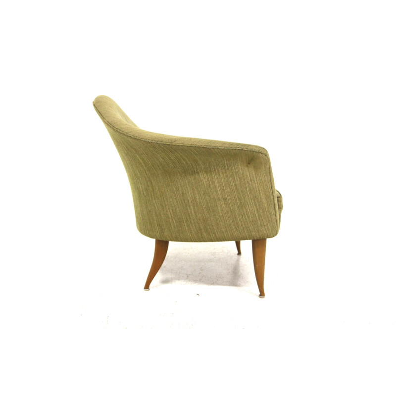 Vintage "Lila Adam" armchair in beech and fabric by Kerstin Hörlin Holmqvist for Nordiska, Sweden 1960